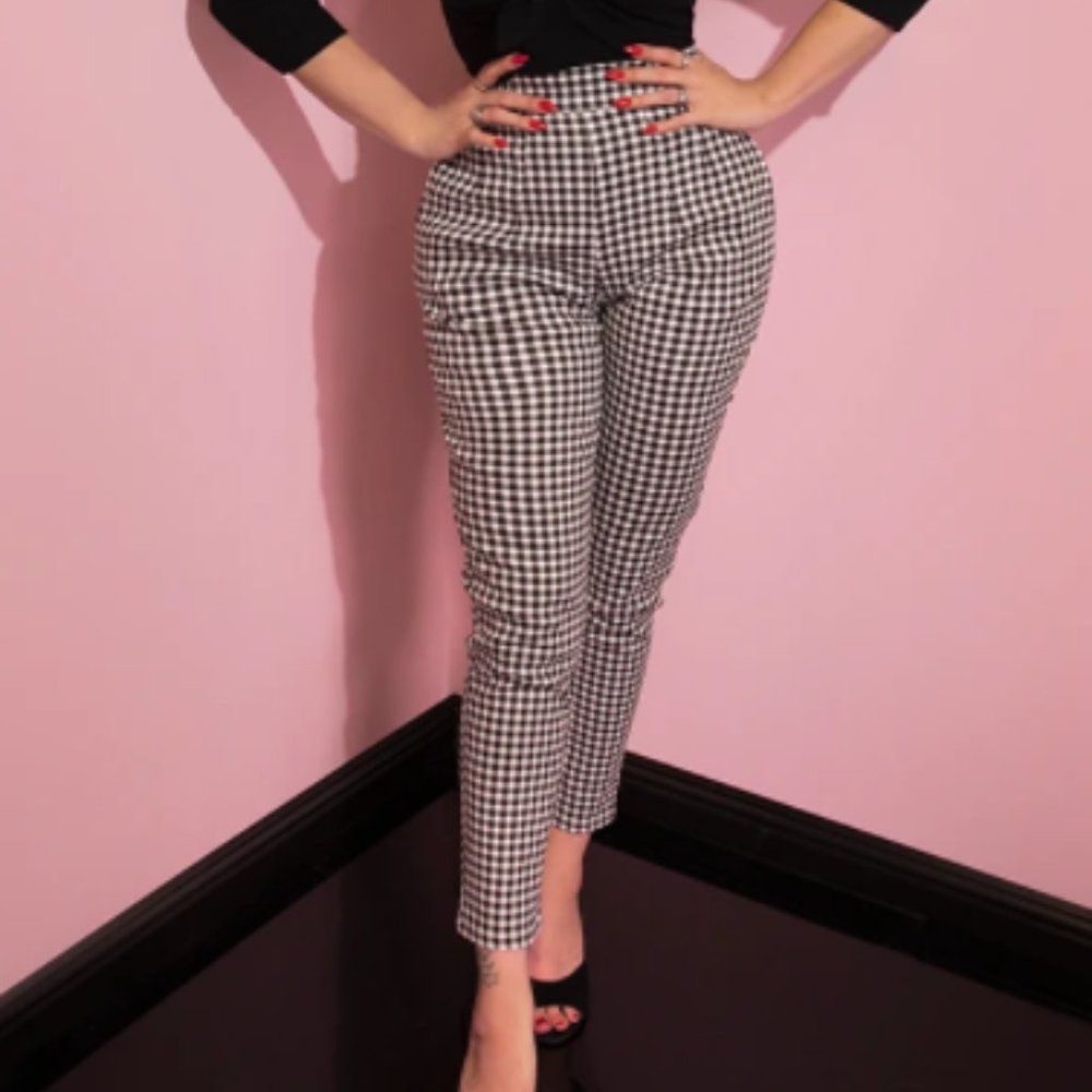 Cigarette Pants in Black Gingham Micheline Pitt